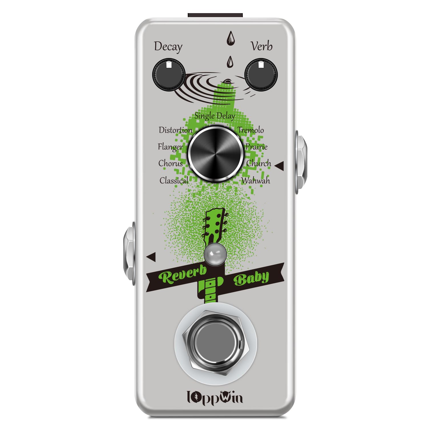 IOppWin Reverb Baby Multi-Effects Pedal – 9 Reverb Modes (HALL, ROOM, PLATE, ECHO + More), True Bypass, Decay/Mix Controls, Durable Aluminum Chassis for Guitar/Bass