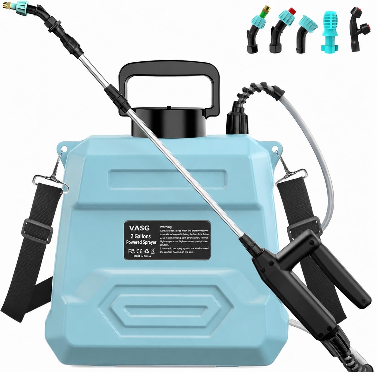 Photo 1 of Sprayer 2 Gallon, Electric Weed Sprayer 7.4V Powerful Battery with 5 Mist Nozzles, Rechargeable Handle, Retractable Wand, Adjustable Strap, Battery Powered Sprayer for Lawn, Garden, Yard, Plants