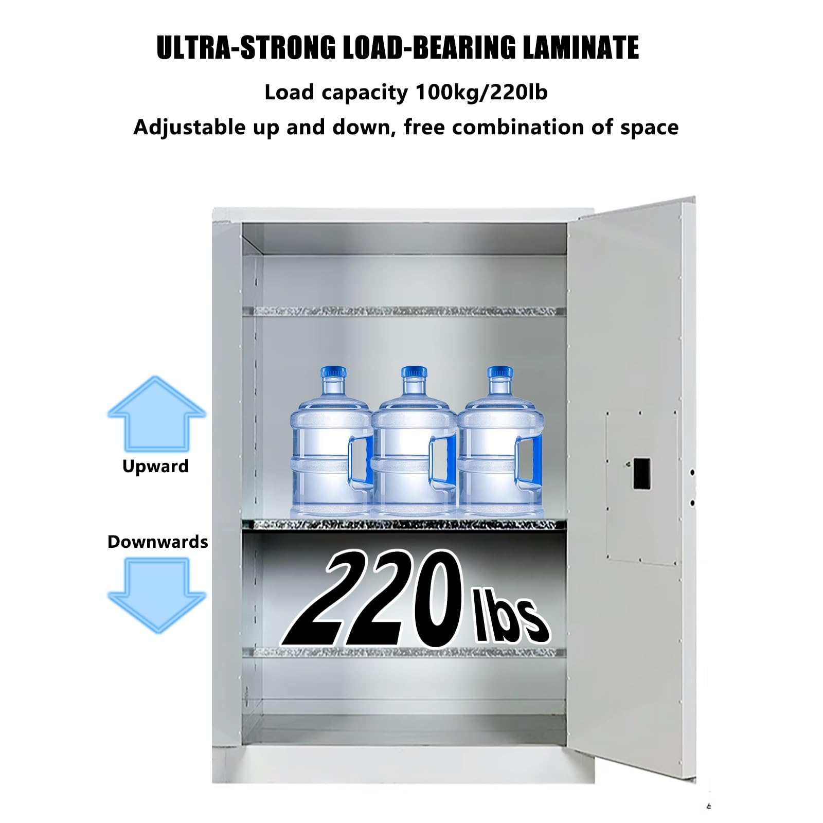 Armario para líquidos inflamables con cerradura de combinación, 89 cm de alto x 58 cm de ancho x 46 cm de profundidad, armario para productos químicos con estantes ajustables, para uso comercial, in
