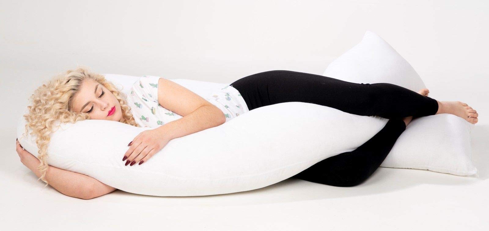12 Ft Long U-shaped Full Body cuddly Maternity/Pregnancy support Pillow With Free Cream Pillowcase- Made in UK