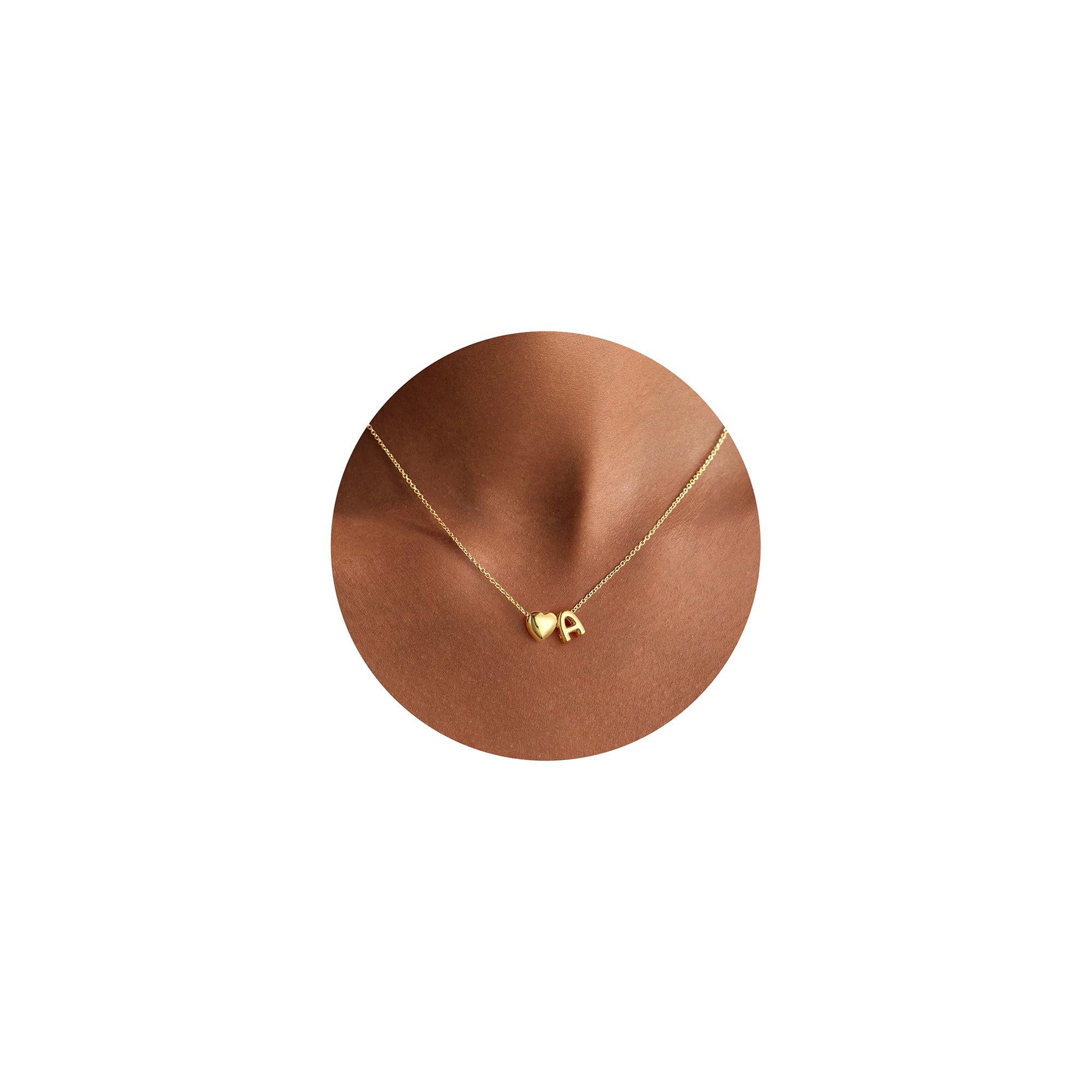 TINGN Muttertagsgeschenk - 14K Vergoldete Kette mit Buchstaben Goldene Kette Herz Damen Frauen Schmuck Mädchen Initialen A-Z Geschenke für Frauen Mädchen Mama Geburtstag