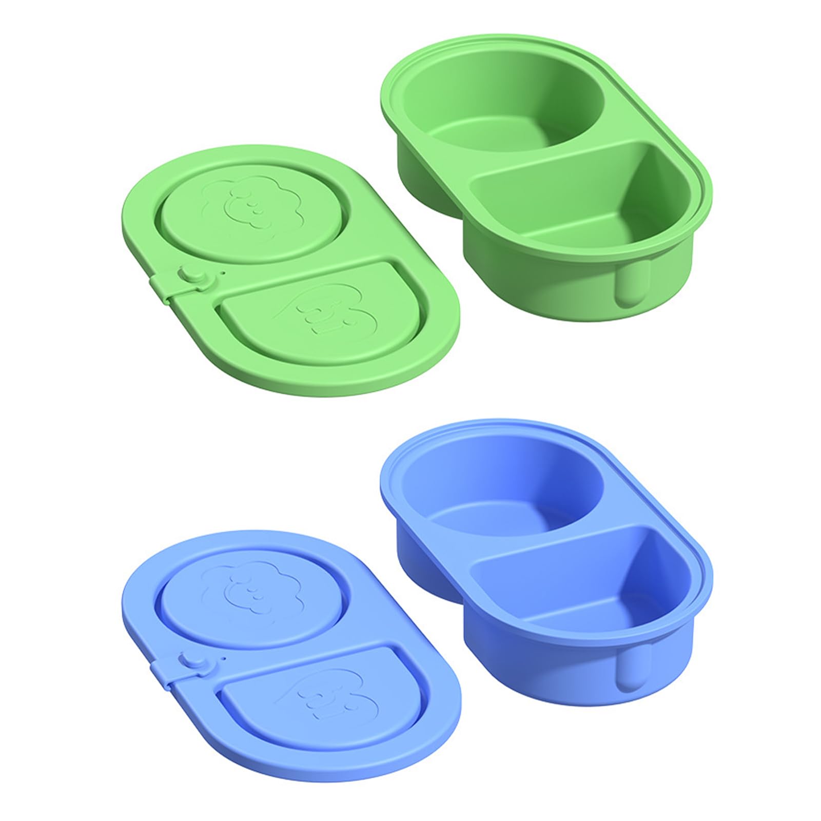 Qisuw 230ML Food Storage Box with Separate Compartments Silicone Container for Sauces Dressings and Small Snacks Elastomer Condiment Container