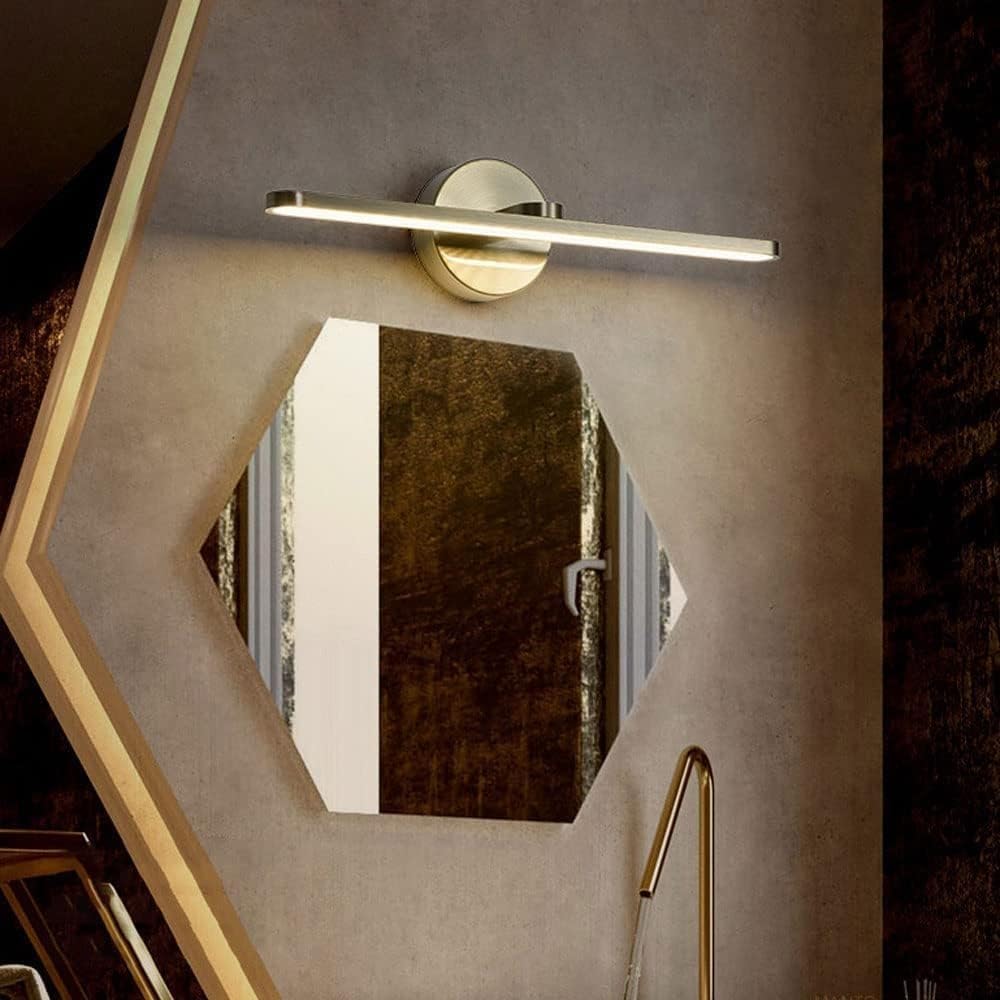 Lampada Specchio LED Moderna, Applique Bagno Orizzontale Minimalista Luce per Specchio Alluminio Lineare per Trucco Rasatura(Gold(4000K),50cm/19.68in)