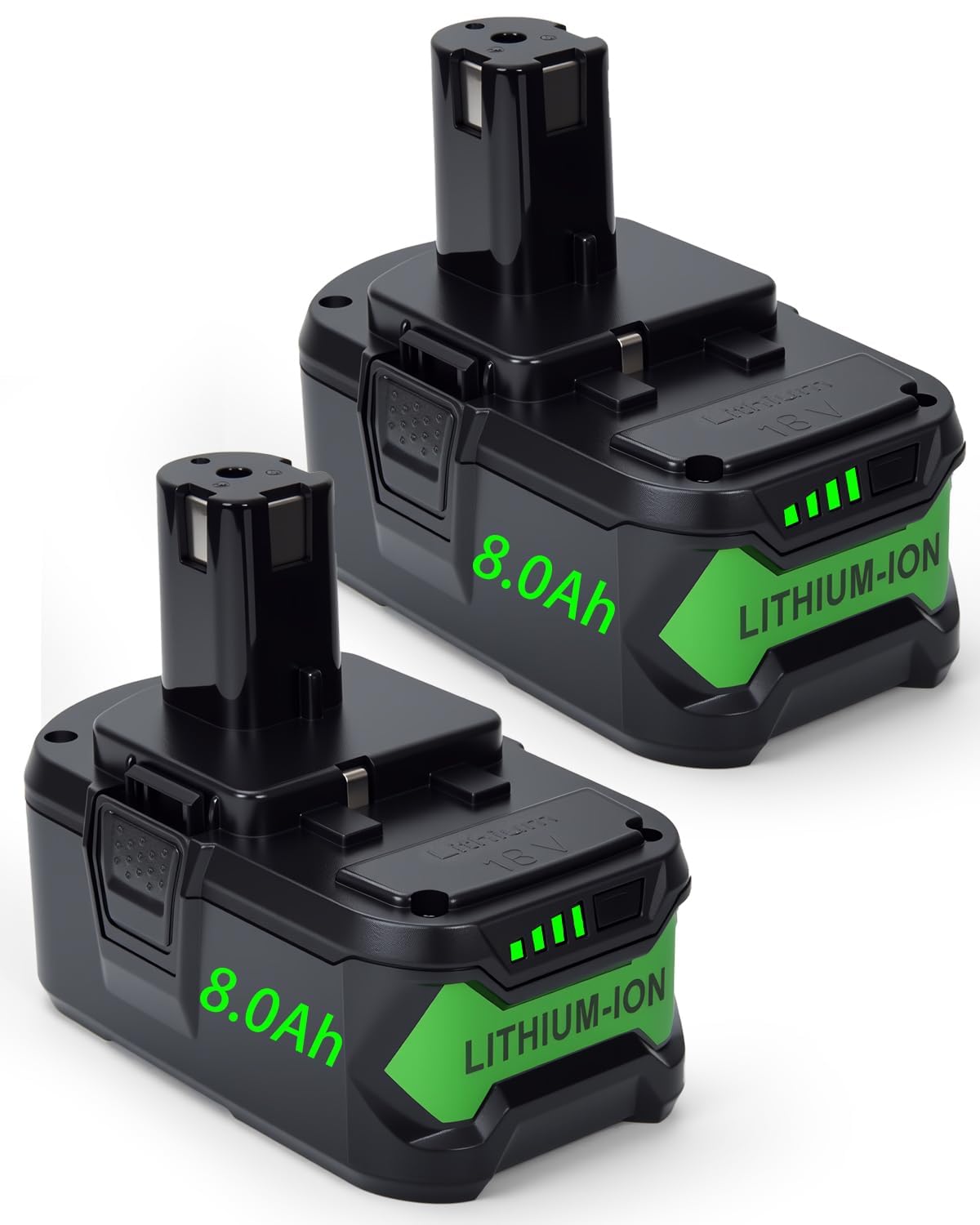 Batería de repuesto de 8000 mAh y 18 V para Ryobi, paquete de iones de litio de alta capacidad compatible con Ryobi 18V ONE+ Tools P108 P104 P105 P102 P103 P122 P109, paquete de 2