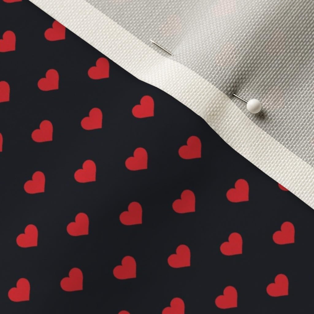 Spoonflower Fabric - Hearts Red Black Valentine Printed on Upholstery Velvet Fabric Fat Quarter - Upholstery Home Decor Bottomweight Apparel