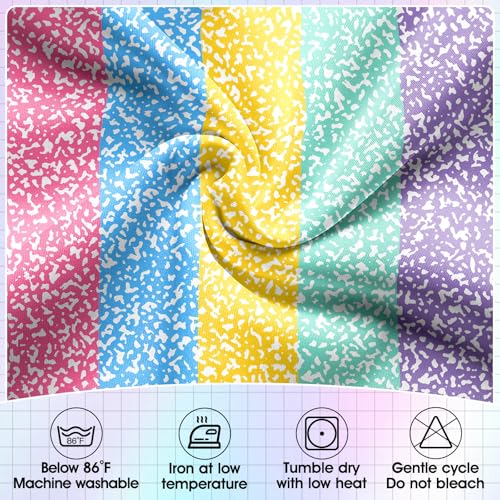 Image of 9FT Pastel Composition Table Skirt Teacher Desk Skirt for Colorful Composition Notebook Classroom Decor Rectangle Table Cover for Back to School Party Supplies Kindergarten Office Bookcase Cabinet