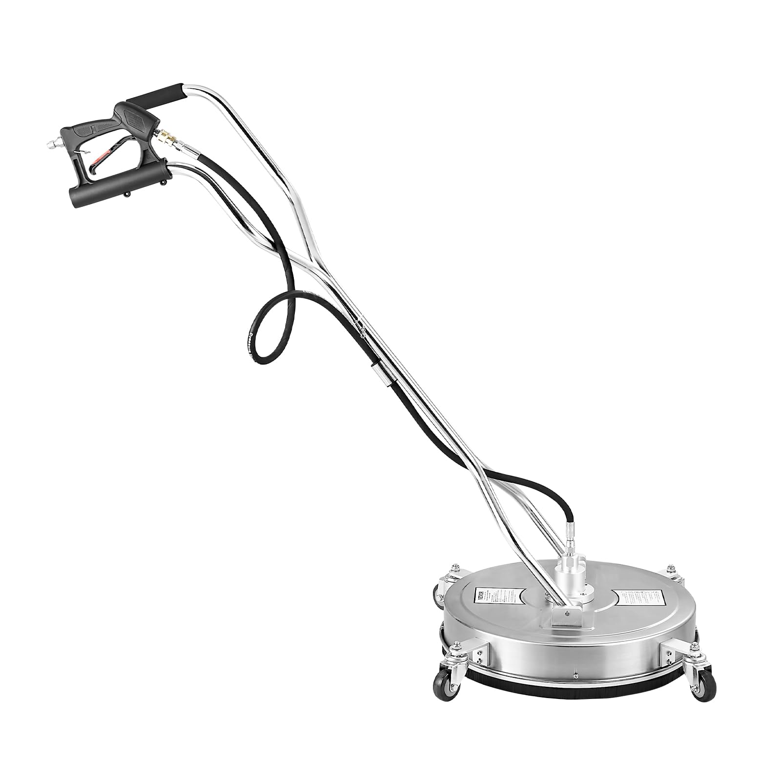 VEVOR Hochdruckreiniger φ520 mm Oberflächenreiniger, Flächenreiniger aus Edelstahl mit 4 Rädern, 275,8 bar, 3/8-Zoll-Schnellanschluss, 2 Sprühdüsen, Doppelgriff, für Beton, Terrasse, Gehweg