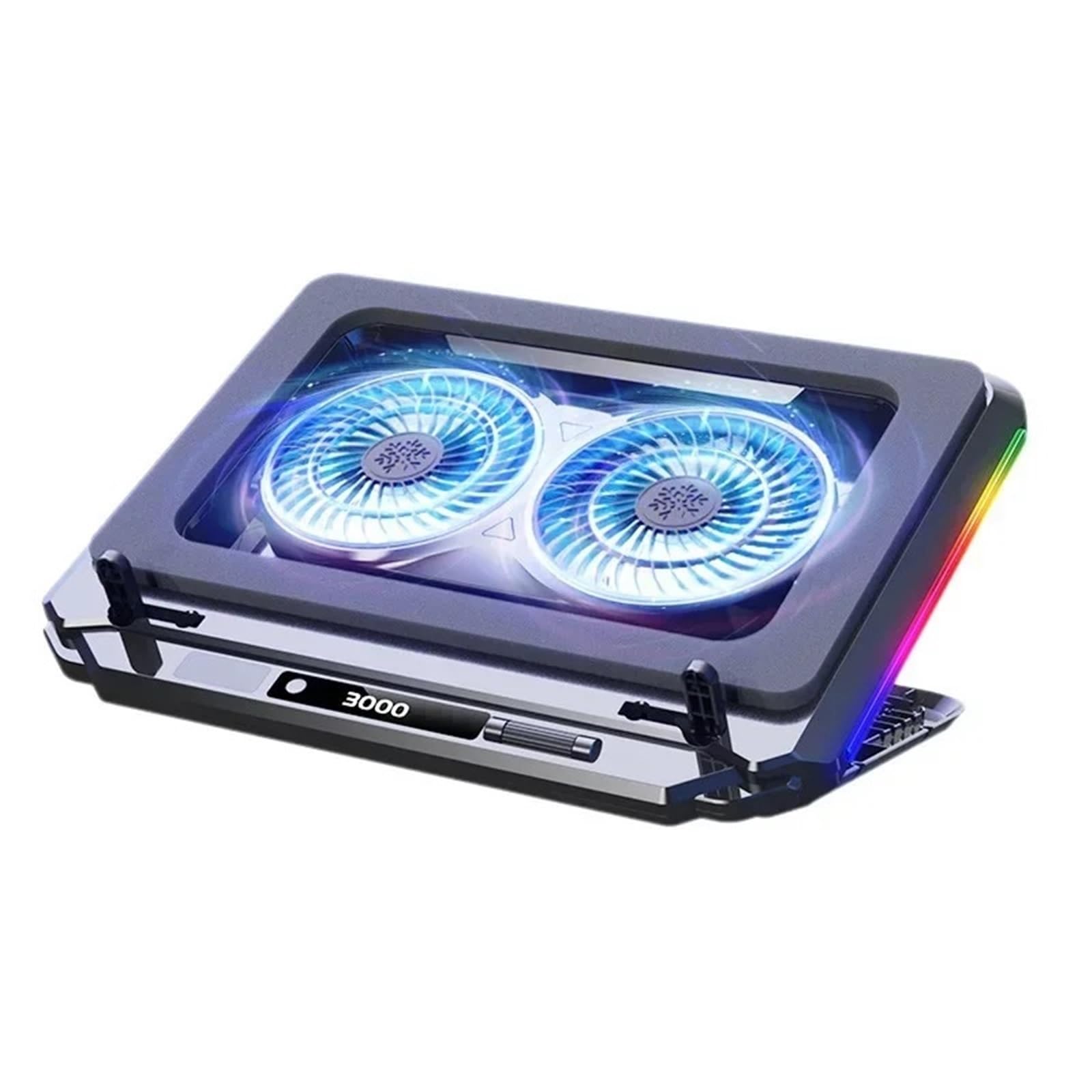 Laptop Cooler podstawka pod laptopa Podstawka do notebooka z możliwością regulacji kąta, z kolorowym światłem RGB, uchwytem rozpraszającym ciepło 15-21'' Podkładka chłodząca do laptopa