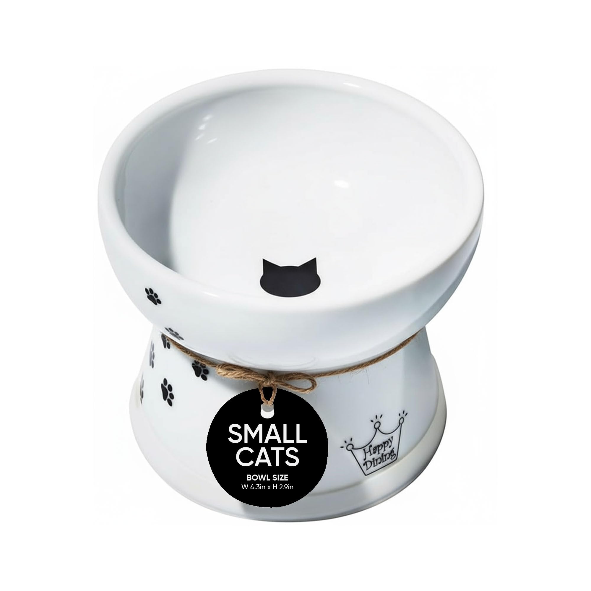 Necoichi Raised Cat Food Bowl – Ceramic Elevated Cat Bowl for Whisker & Neck Fatigue, Dishwasher Microwave Safe – Non-Slip & Anti Vomiting Ergonomic Design (Cats, Regular)