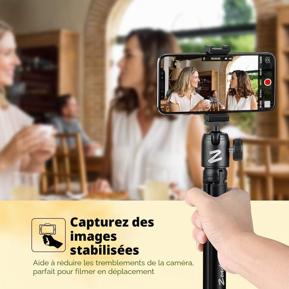 Zeadio Mini trépied en métal + Support à rotule pour Smooth 4, Crane Plus, Crane 2, Osmo Mobile, Ronin-S, Vimble 2, Stabilisateur de poignée à cardan et Toutes Les caméras