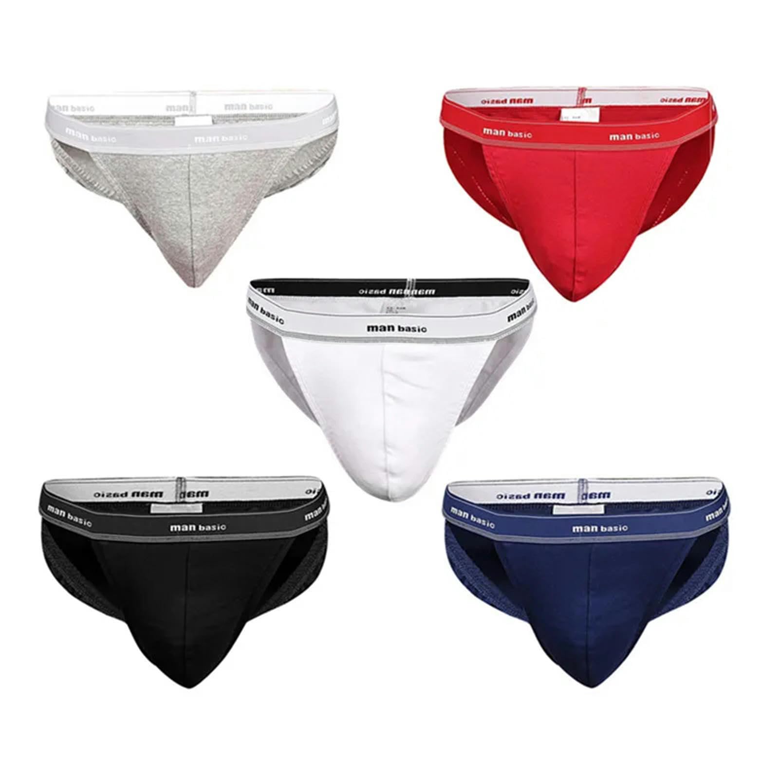 Slip Uomo in Biancheria Intima di Cotone da 5 Pezzi per Uomini Slip Sexy S-4Xl-5 Colori-XL (67,5-77,5 kg)