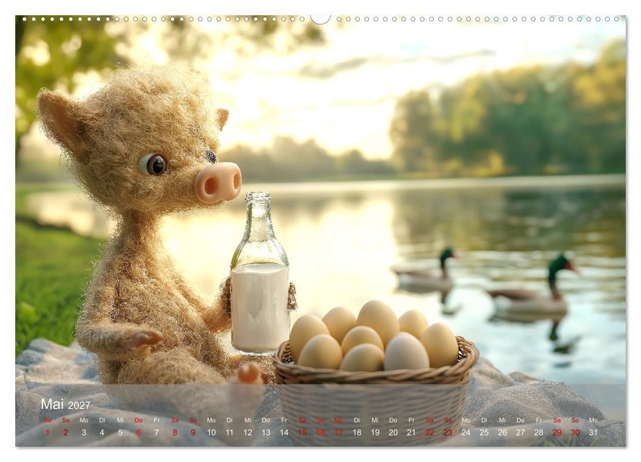CALVENDO - Eierlegende Wollmilchsau – der lustige Kalender mit Fabelwesen (hochwertiger Premium Wandkalender 2027 DIN A2 quer), Kunstdruck in Hochglanz: Der Kalender für die ganze Familie, die Eierleg