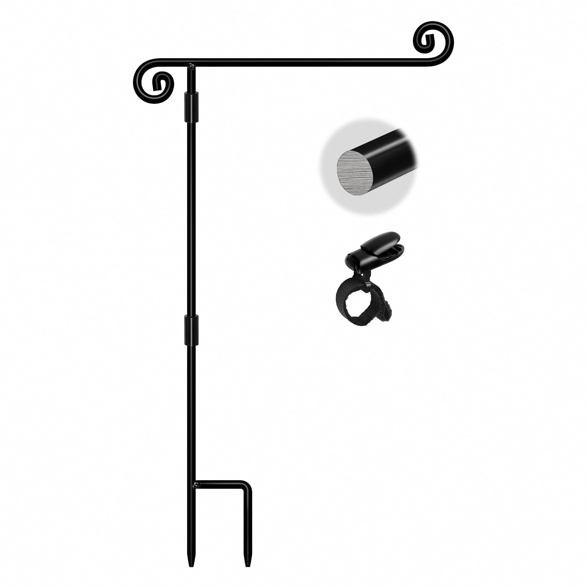 HOOSUN Garden Flag Stand,Sturdy Garden Flag Holder Pole for Outside House,Yard Flags Holder with one Tiger Clip,Yard Banner Pole for Holiday Flags Decorations Outdoor Lawn