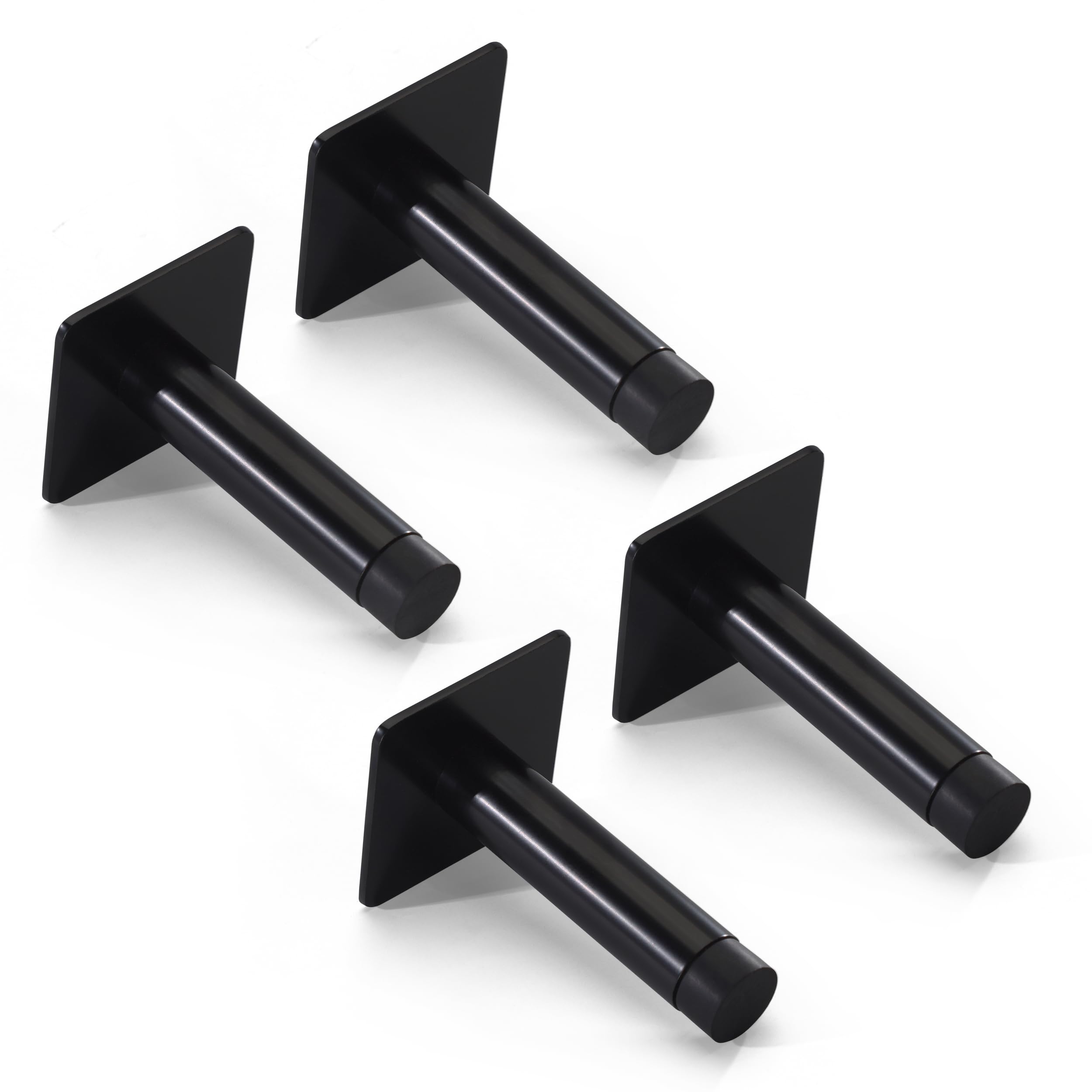 Affixers Black 3M Self Adhesive Door Stop, 2-In-1 Installation With Tape Or Screws, Floor And Wall Mounted Door Stopper With Noise Dampening Rubber, Door Stoppers (, Pack Of 4-Lds)