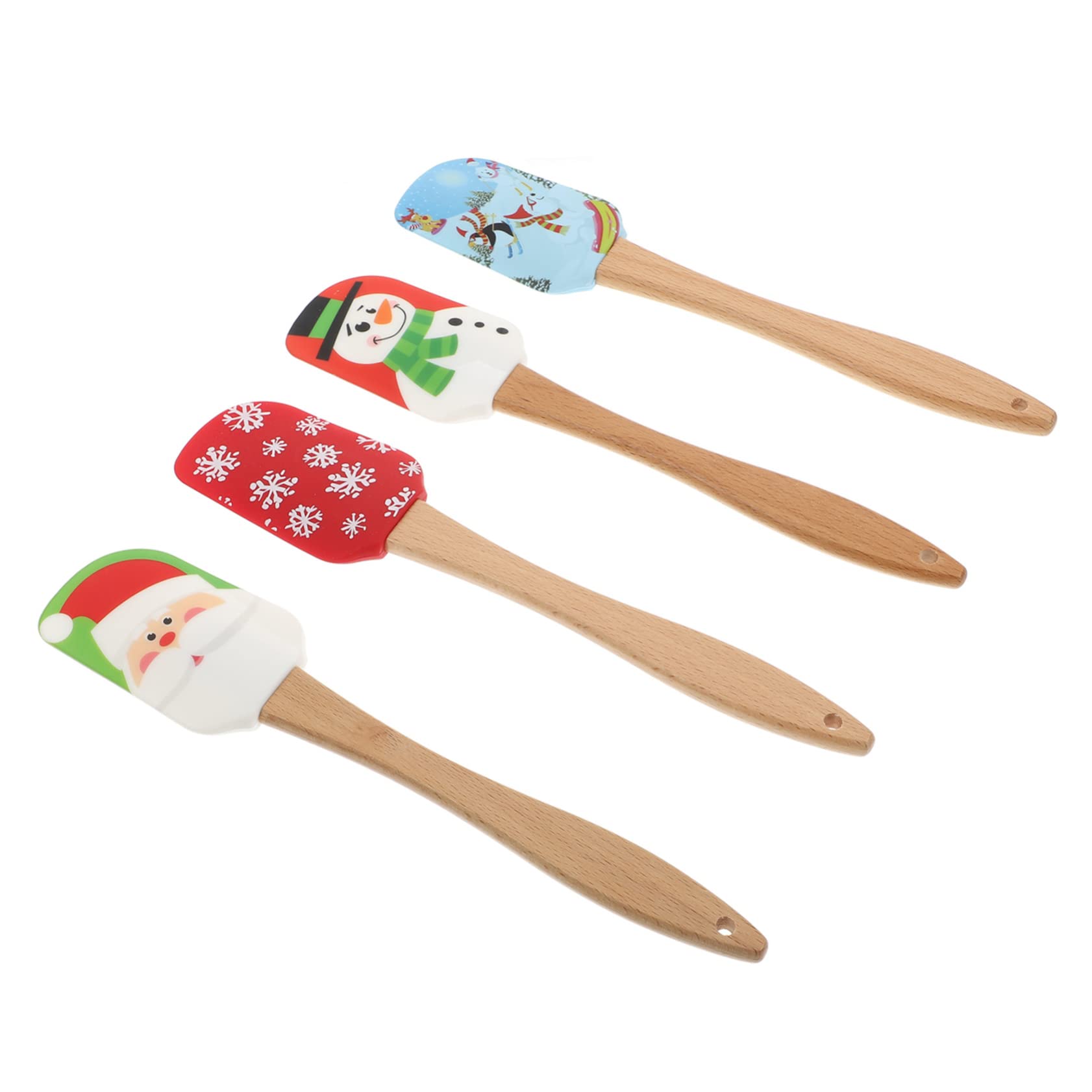 PRETYZOOM Raspador De Crema De Silicona Navideño 4 Piezas, Espátula Para Hornear Mango Flexible De Silicona Grado Alimenticio, Herramienta Para Uso Cocina Festiva, Adecuado Para Pasteles y Mantequilla