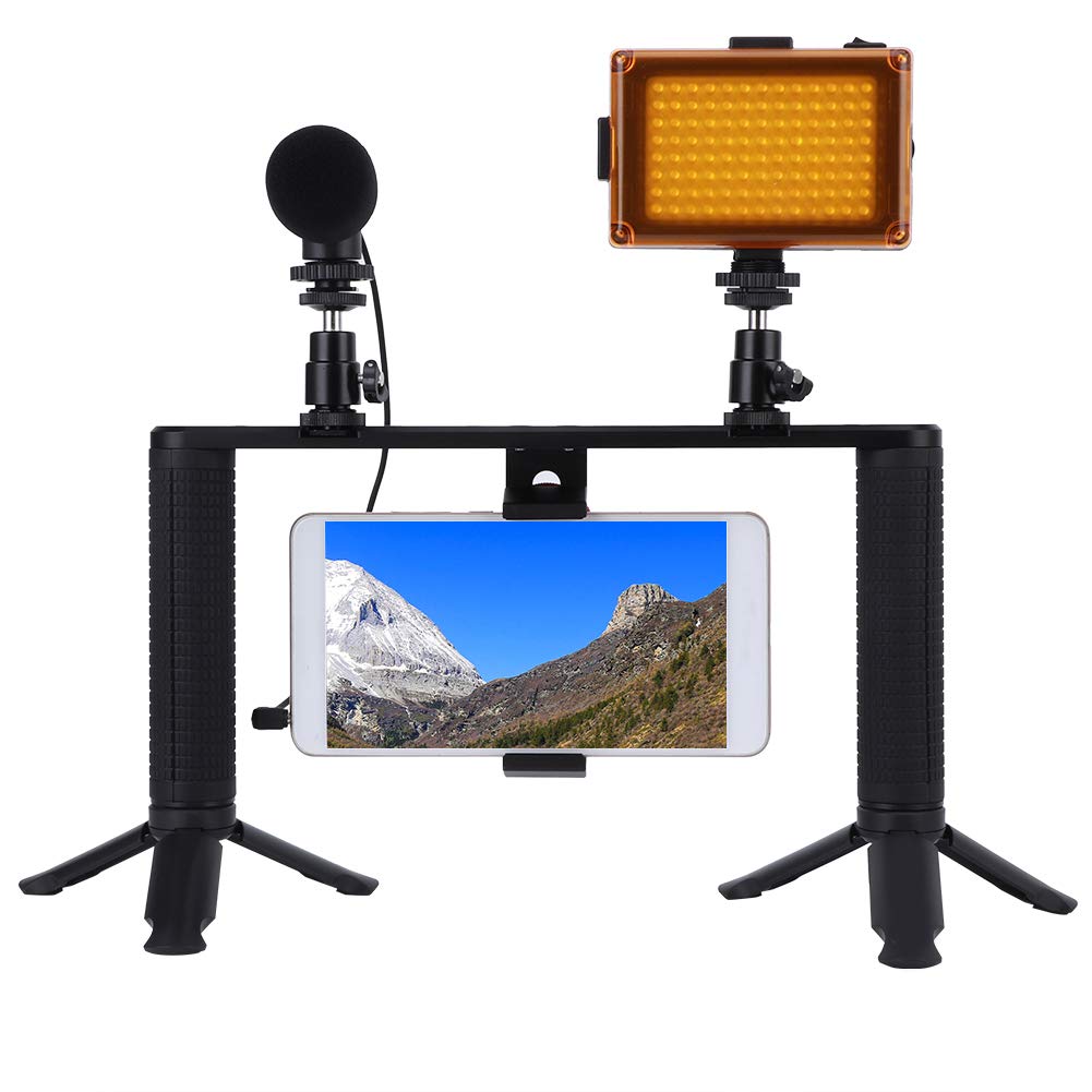 Kit de Jaula para Teléfono Móvil en Vivo de Aleación de Aluminio con Micrófono para Fotografía Profesional y Grabación de Vídeos, 855 G, Ancho de Sujeción para Teléfono Móvil de 1,97 a 3,74