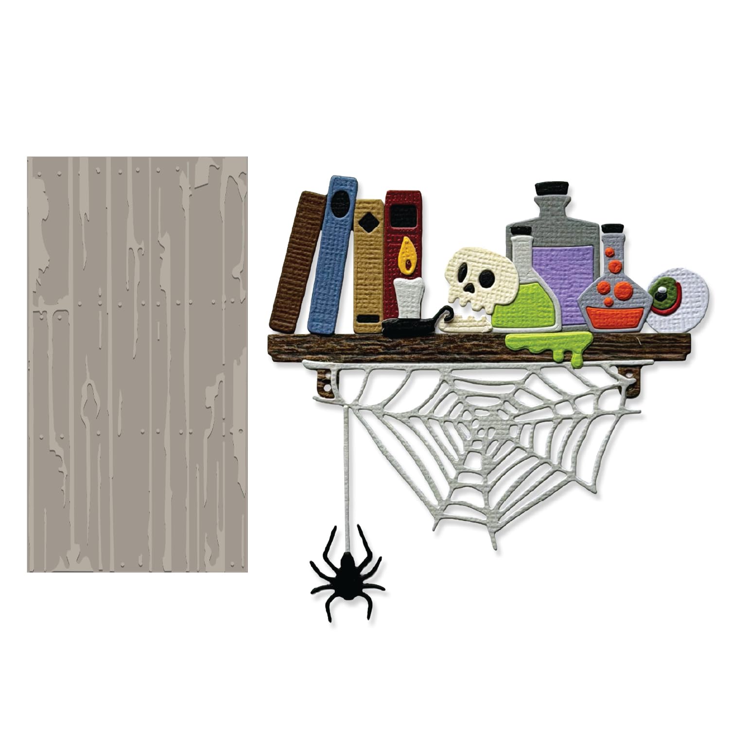 Sizzix 2D Embossing Folder with Vault Side-Order, Laboratory by Tim Holtz, 1 Embossing Folder & 14 Cutting Dies