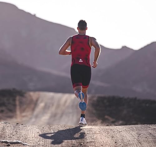 Miniatura 11 de SLS3 Trajes de triatlón para hombre, triatlón de triatlón de primera calidad, sin mangas, de secado rápido, con bolsillo trasero grande Ola gris