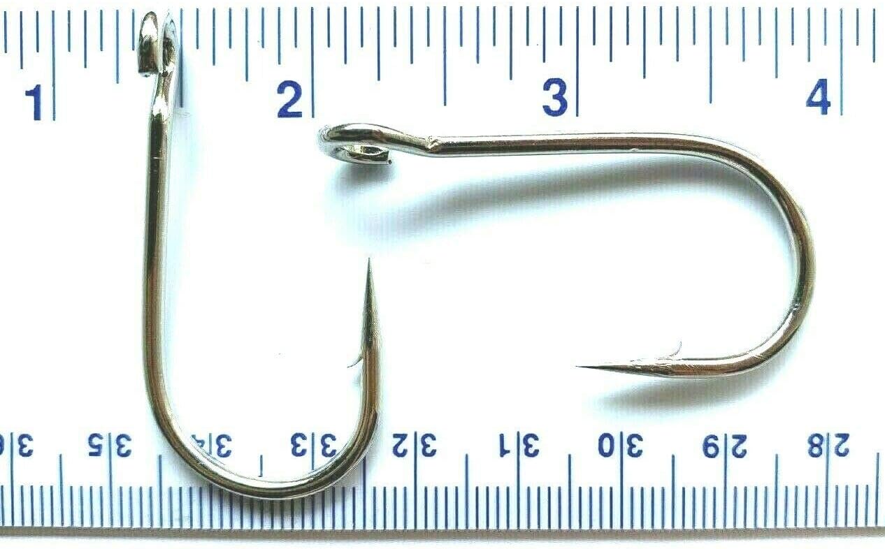 100 Gerry's Tackle 9171 6X Strong Nickel Plated Open Eye Siwash Hooks Size 4/0