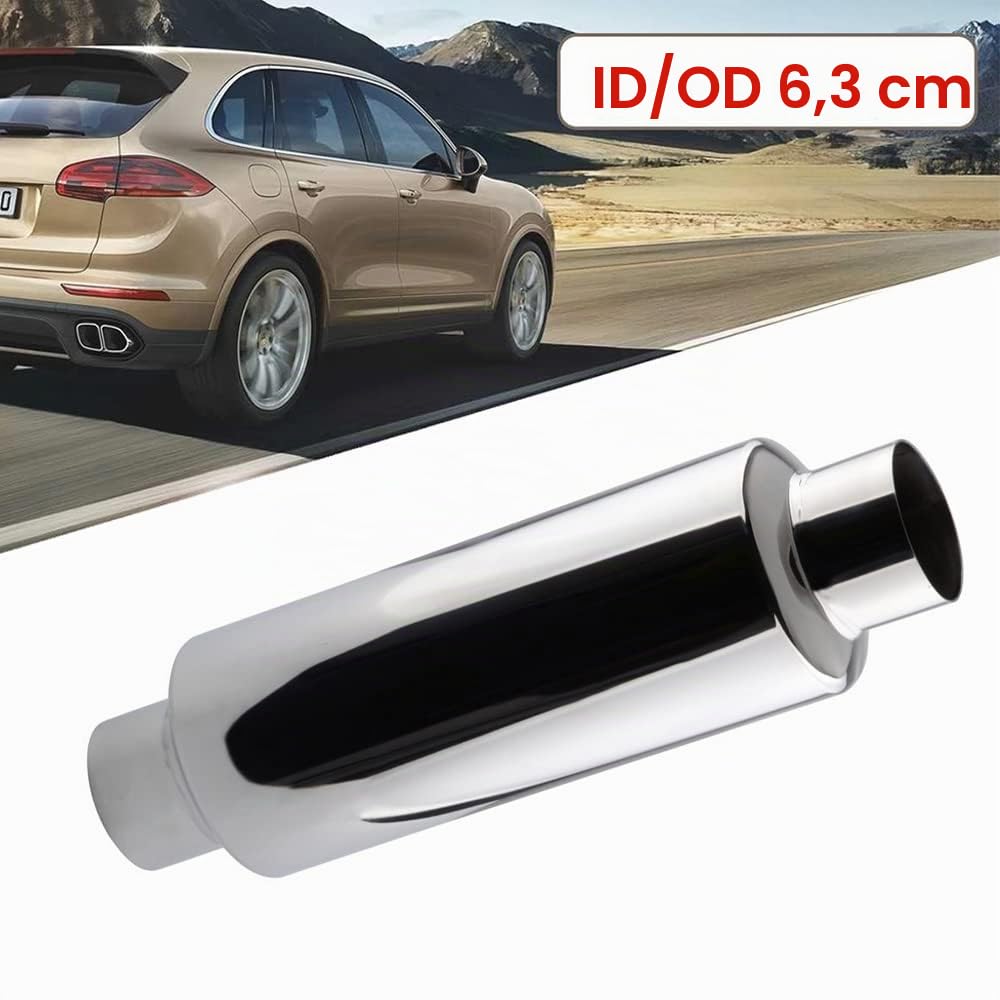 Silenziatore di scarico universale in acciaio inox, Riloer DB Killer direttamente tramite uscita rotonda per tubo scarico auto con diametro di 6,2 cm