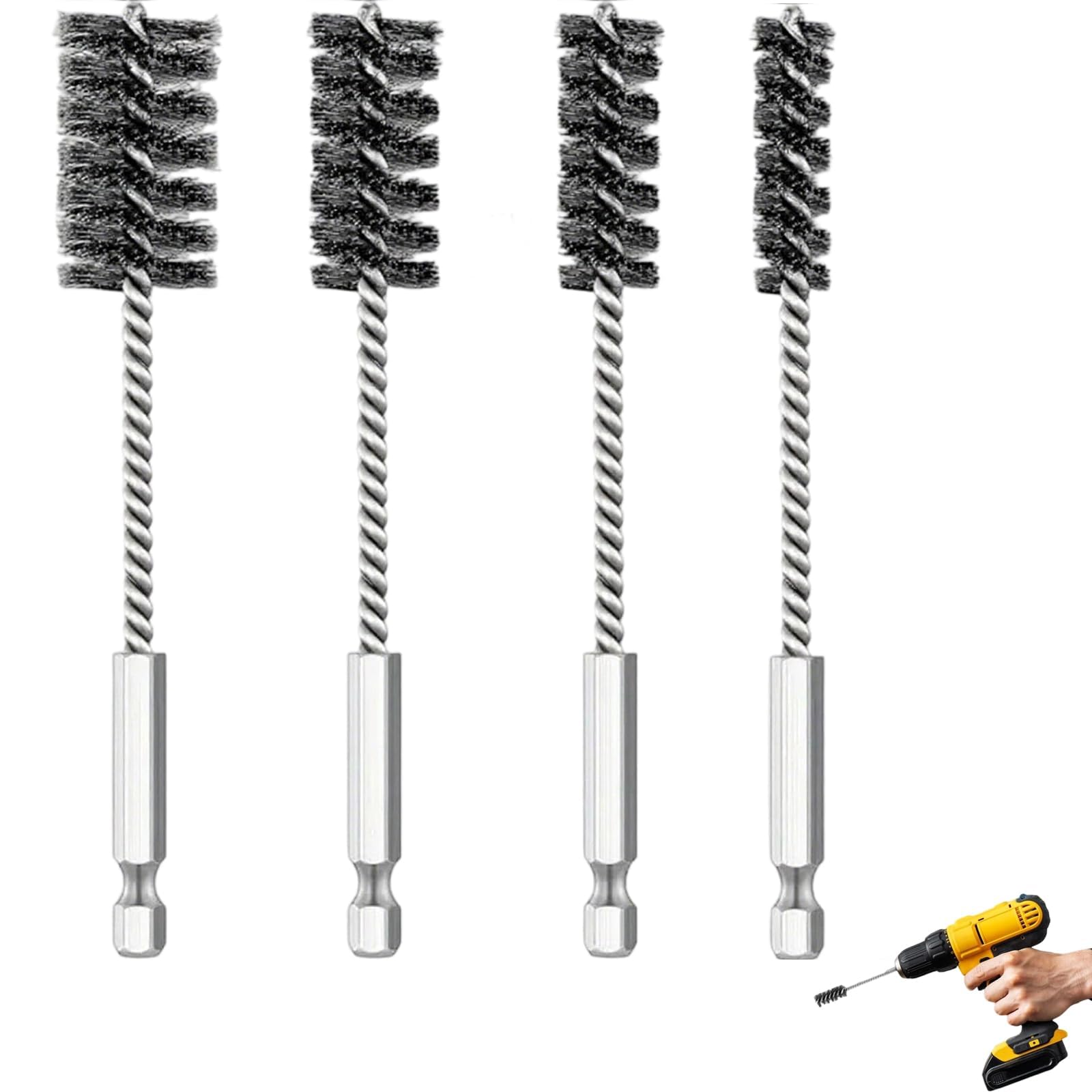 4 Pcs Wire Brush for Drill Set, Portable Wire Brush Drill Attachment Small Wire Brushes For Cleaning for Daily Life Power Drill Impact Driver drilling Machine Tube Cleaning