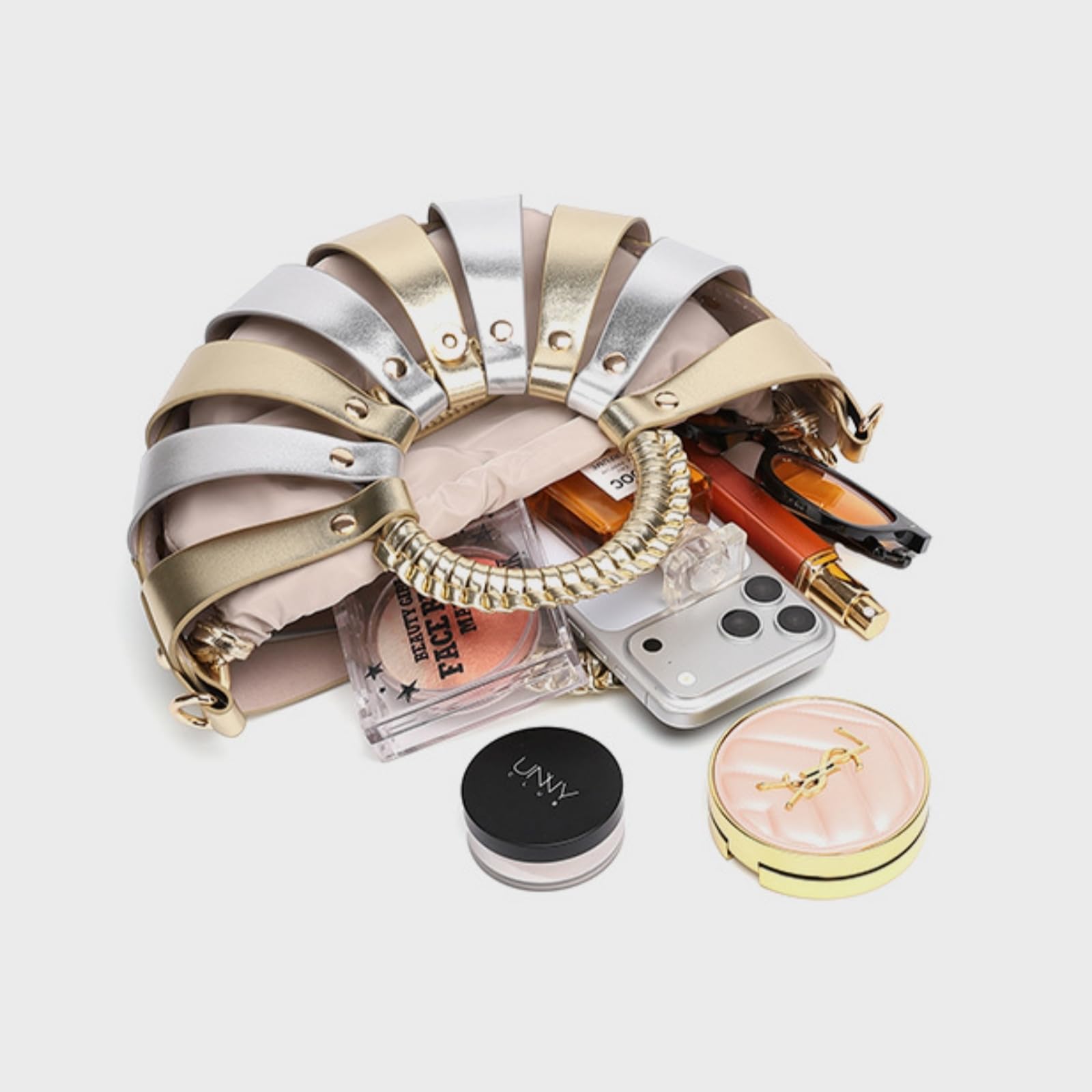 Borsa Donna A Conchiglia Cavo delle Donne, Rivetti Pu, Mano Crossbody per Occasioni Serali di Festa Banchetto Nozze