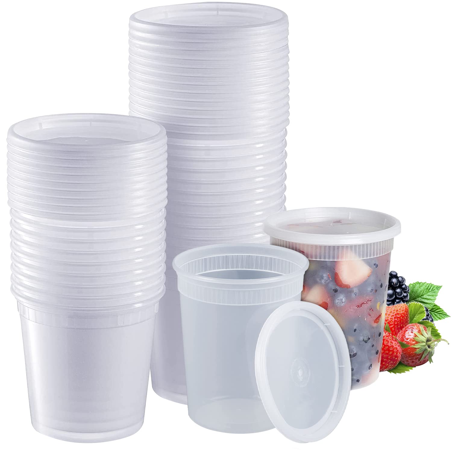 Frischhaltedosen aus Kunststoff mit luftdichten Deckeln, 900 ml, 24 Sets