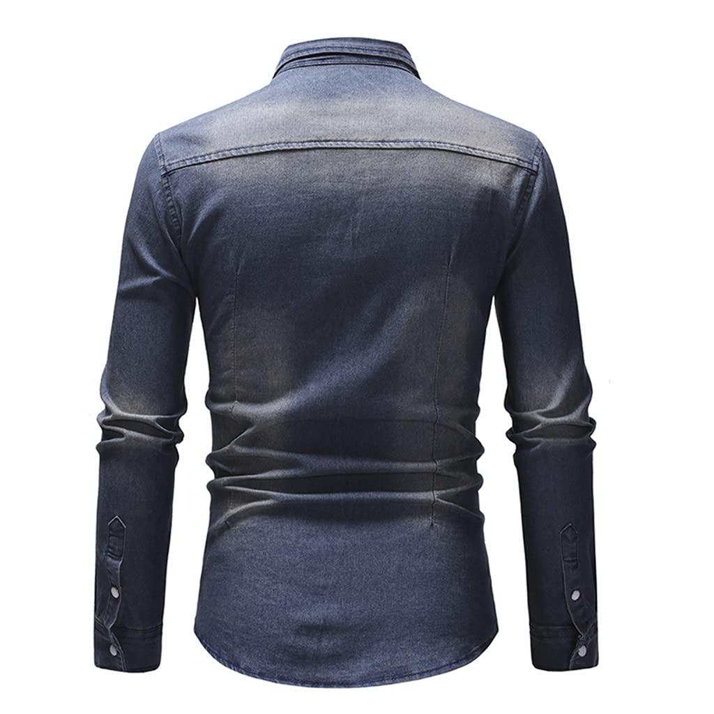 Chaquetas Camisa Vaquera de Manga Larga para Hombre Camisa Vaquera de algodón sólido de Primavera para Hombre Camisas Informales de Primavera para Hombre