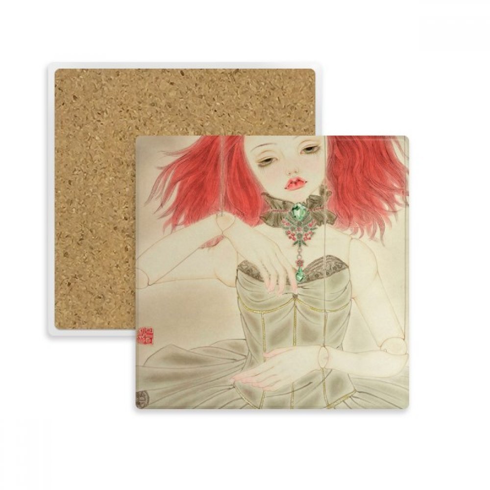 Coaster absorbant en pierre style chinois aquarelle pour tasses