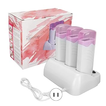 Triple Roll-On Wax Warmer Heater, Fast Heat Electric Hair Removal Wax Melting Machine, Portable Depilatory Wax Heater for Home & Salon Use