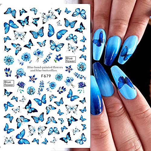 Eseres 10 Sheets Butterfly Nail Art Stickers Self-Adhesive Nail Decals Vanessa Nail Designs Decorations For Nail Gel Polish #TOP4