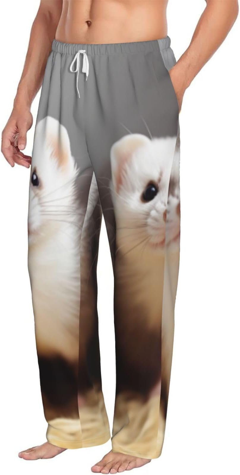 Pajama Pants for Men Soft Lounge Pajama Bottom Cute Hamster Sleep Pant with Pockets M