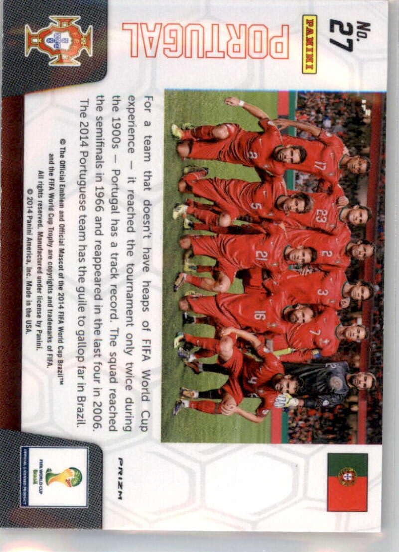 2014 Panini Prizm World Cup Team Photos Red White and Blue Power Plaid Prizms #27 Portugal Official FIFA Soccer Trading Card in Raw (NM or Better) Condition