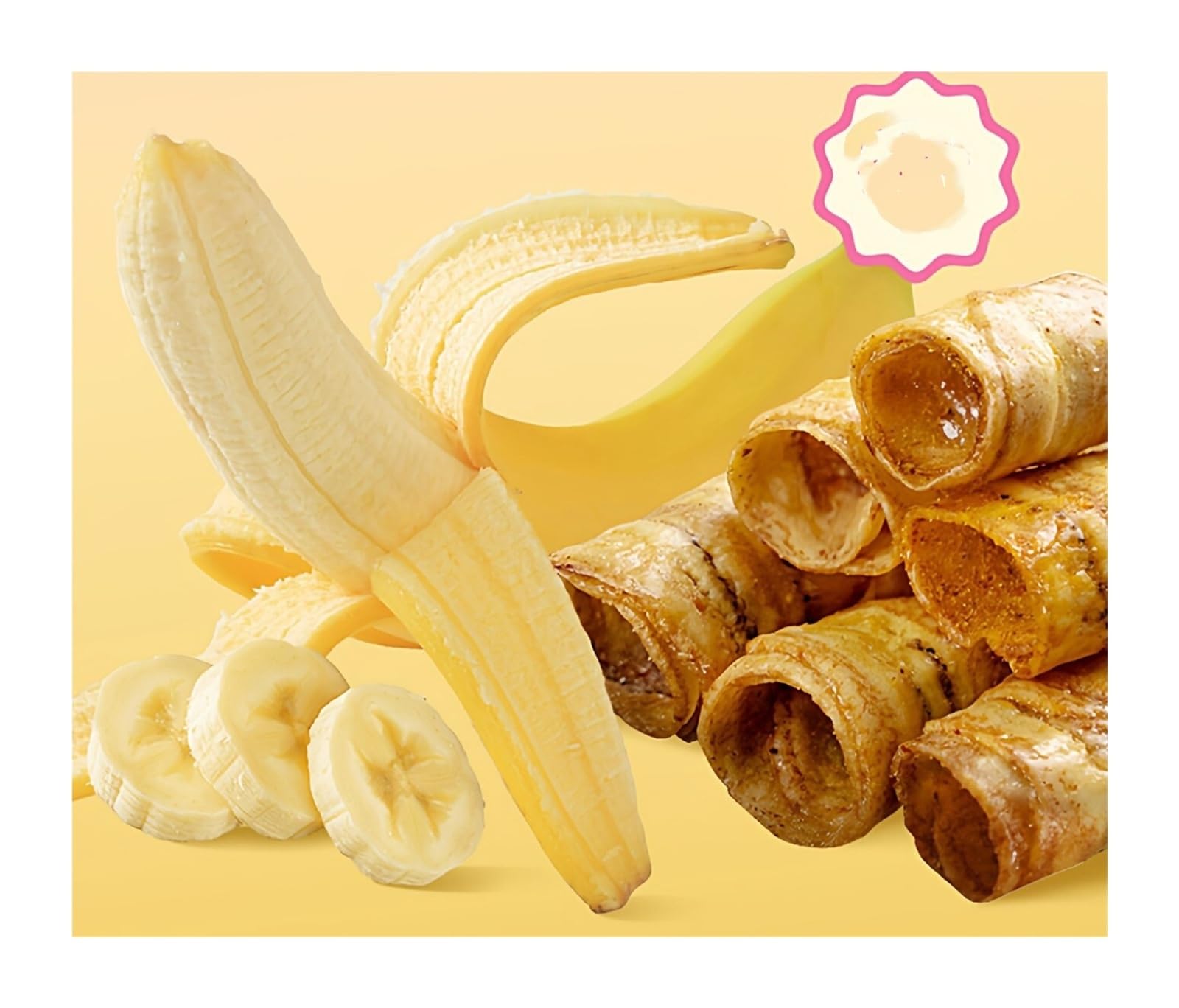 Panini croccanti alla banana da 120 g, uno snack ricco di sapore fruttato. Ogni boccone è croccante e soddisfacente.(4pcs)
