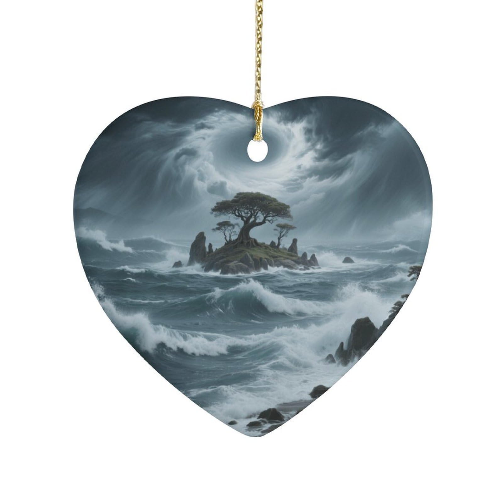 Fekiloot Style Island On The Sea Ceramic Ornament Home Decor Keepsake