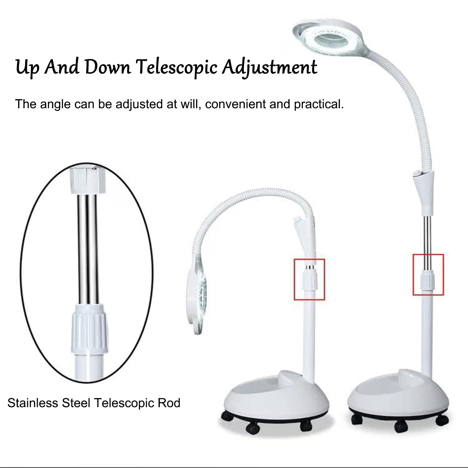 Lampe Médicale Mobile avec Loupe 8X, Lampe D'examen Chirurgical à LED, Lampe Médicale Mobile, pour Examens Médicaux Ambulatoires Gynécologiques