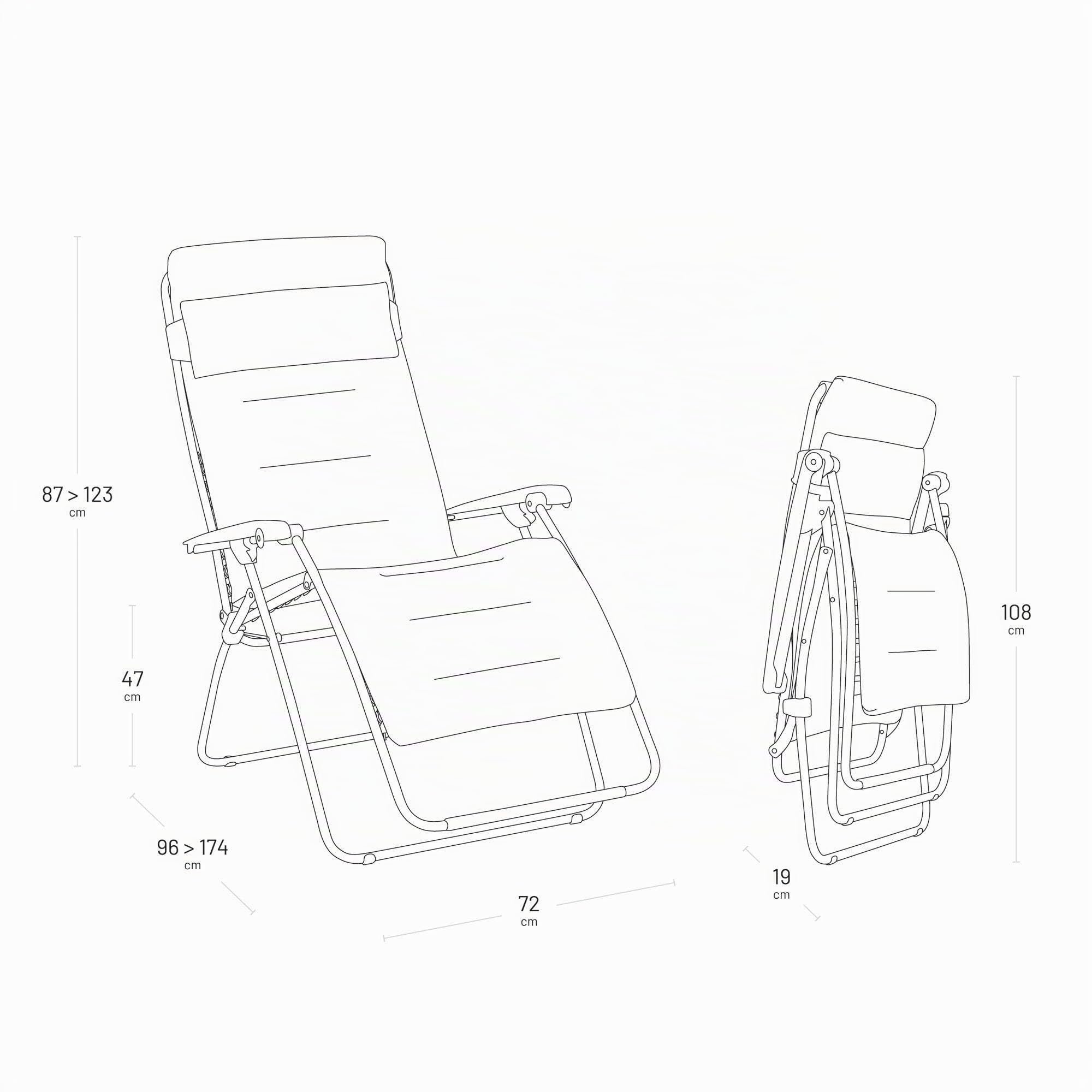 Lafuma MOBILIER - Fauteuil Matelassé Relax Zéro Gravité RSX Clip XL - Chaise Longue Multiposition Pliante Jardin et Intérieur -Toile AirComfort® Résistante - Tout Confort, France - Marron Taupe