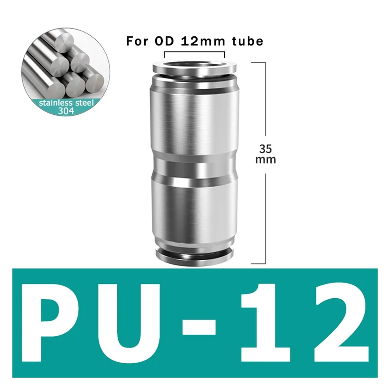 10 pezzi PU PV PE PY 304 acciaio inossidabile metallo pneumatico attacco rapido 4 6 8 10 12 mm raccordo tubo aria connettore(PU-12)