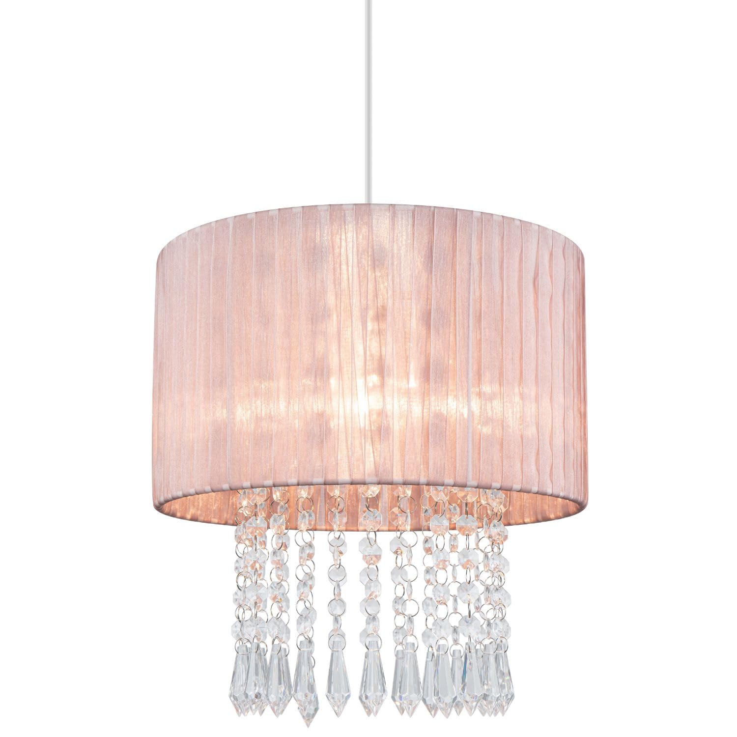 Cosylyte Winni Pink Beaded Voile Pendant Light - Easyfit Shade Modern Luminaire