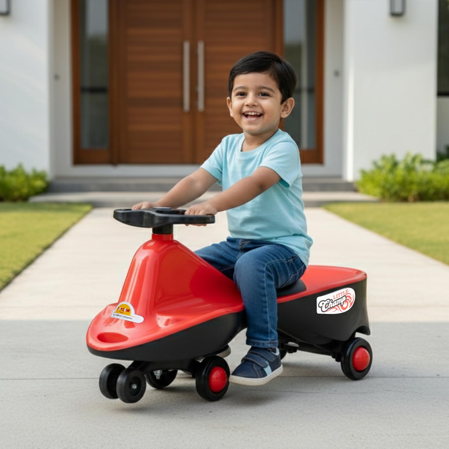 Toyzone Little Champ Swing Car – Red | Magic Ride-On Car for Kids