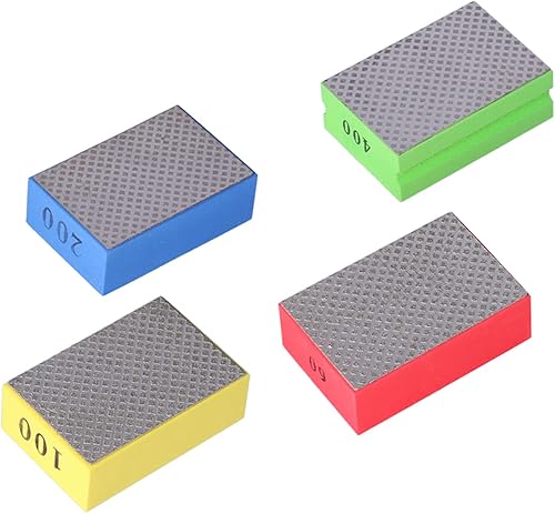 Miniatura 8 de Almohadillas de pulido a mano de diamante, 4 almohadillas de pulido a mano de diamante para recorte de piedra de azulejos, desbarbado 60# 100# 200#