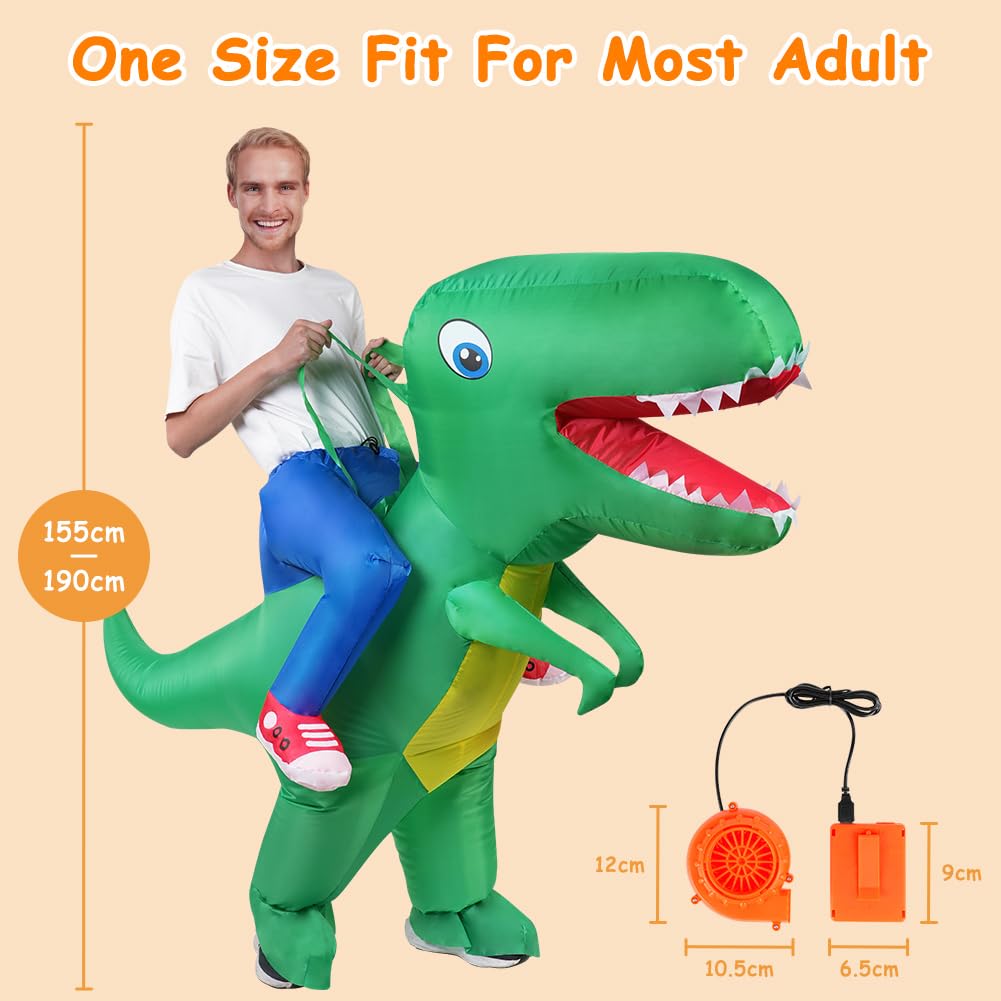 AOOWU Dino Kostüm, Dinosaurier Aufblasbares Kostüm, Erwachsene Dinosaurier Kostüm Lustige Aufblasbare Kostüme, Halloween-Kleid Lustiges Kostüm für Karneval Party Geburtstags-Geschenk