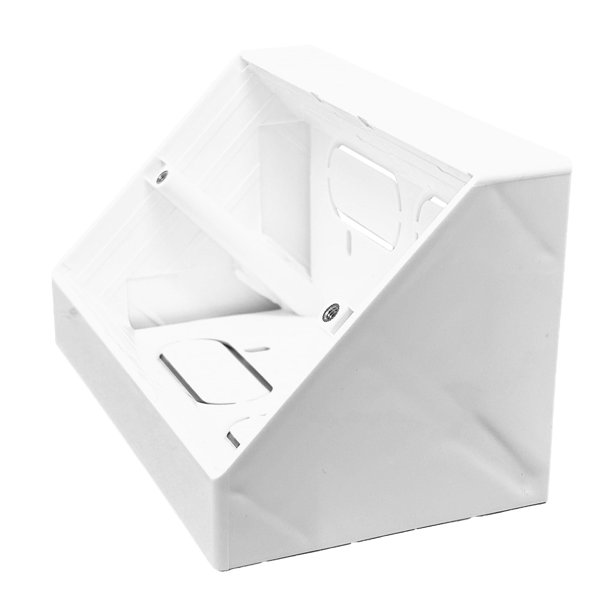 Caja Eléctrica De Superficie En Ángulo De 45° - Color Blanco, Para Bancos De Trabajo O Escritorios - ABS Ignífugo, Con Múltiples Entradas De Cable
