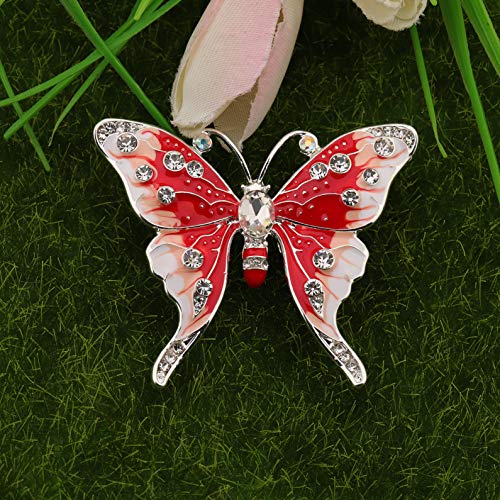 Image of FEELMEM Crystal Rhinestone Butterfly Brooch Pin Blue Color Butterfly Brooches for For Women Wedding /Banquet /Birthday Party