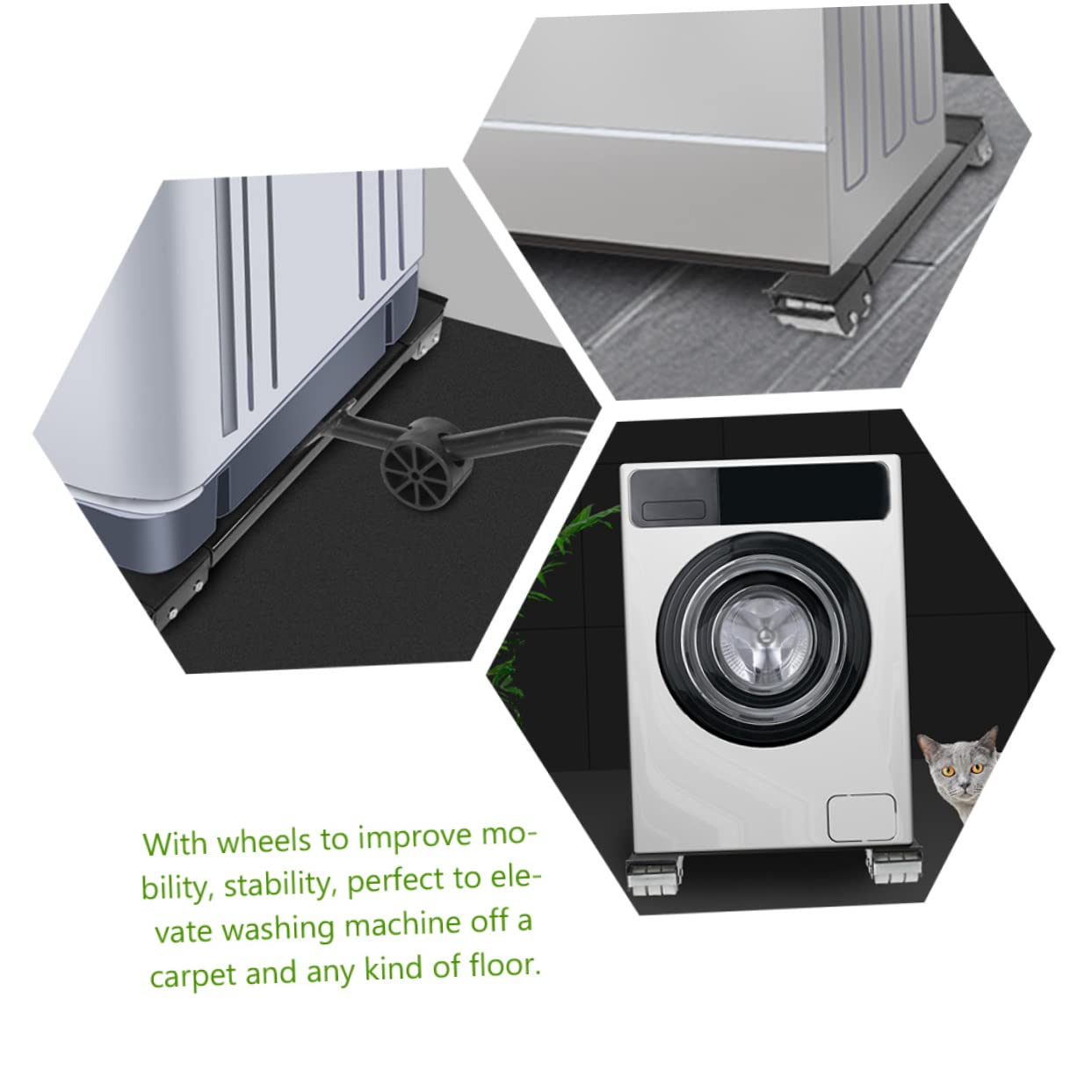 jojofuny Ruedas Aplicables Para Lavadora y Refrigerador Plataforma Rodante Ruedas Base Móvil Para Electrodomésticos Soporte Para Muebles Pesados Fácil De Mover Cocina o Baño Aplicables