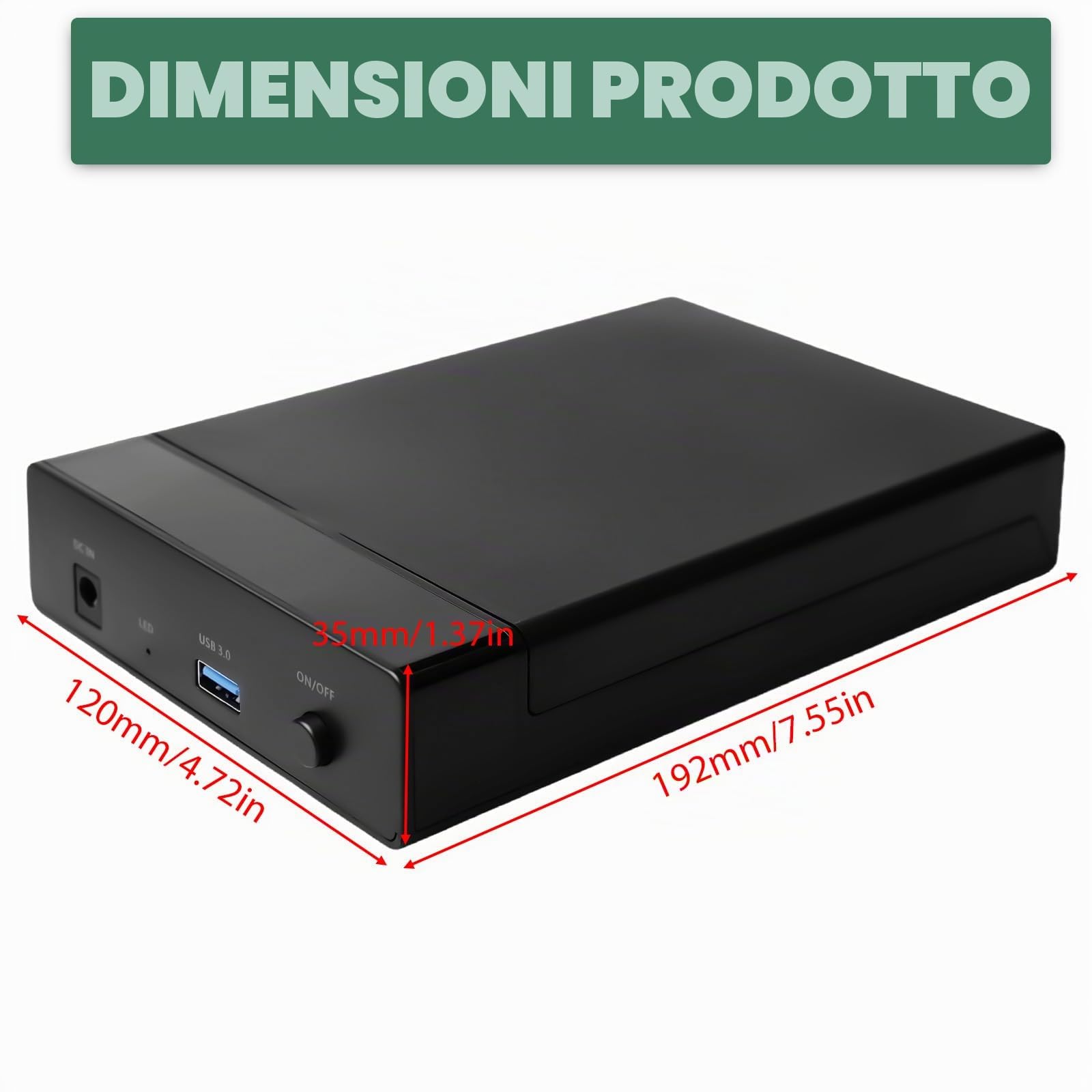 Docking Station per dischi rigidi, docking station HDD USB3.0, docking station per dischi rigidi SATA da 2,5 e 3,5 pollici HDD/SSD, USB Type-A a USB Type-A, adattatore per dischi rigidi con clonazione