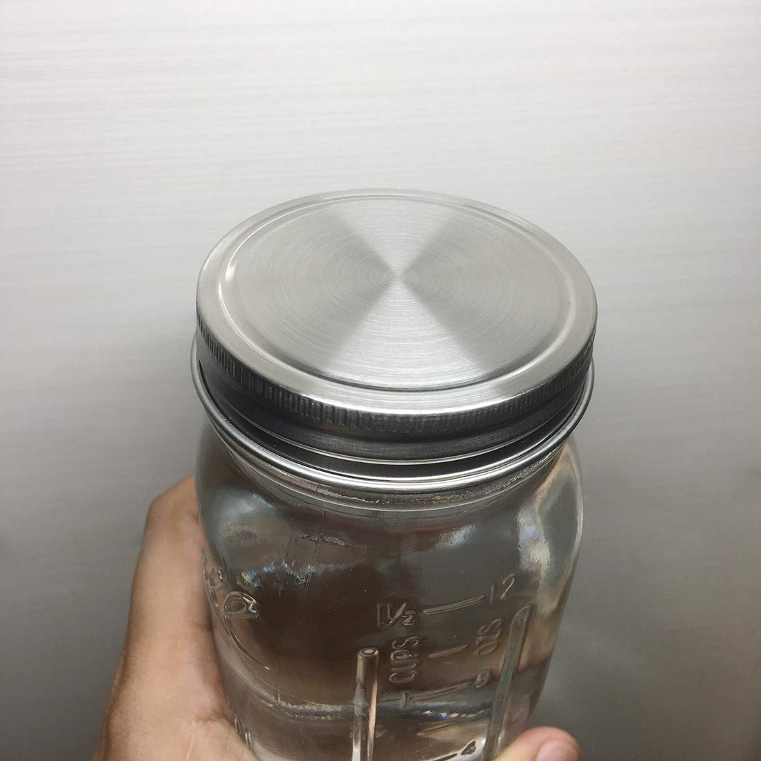 Lot De 12 Couvercles De Bocaux Mason En Acier Inoxydable Avec Joints En Silicone Pour Bocaux De Taille Normale, Surface Polie, Réutilisables Et étanches (acier Inoxydable