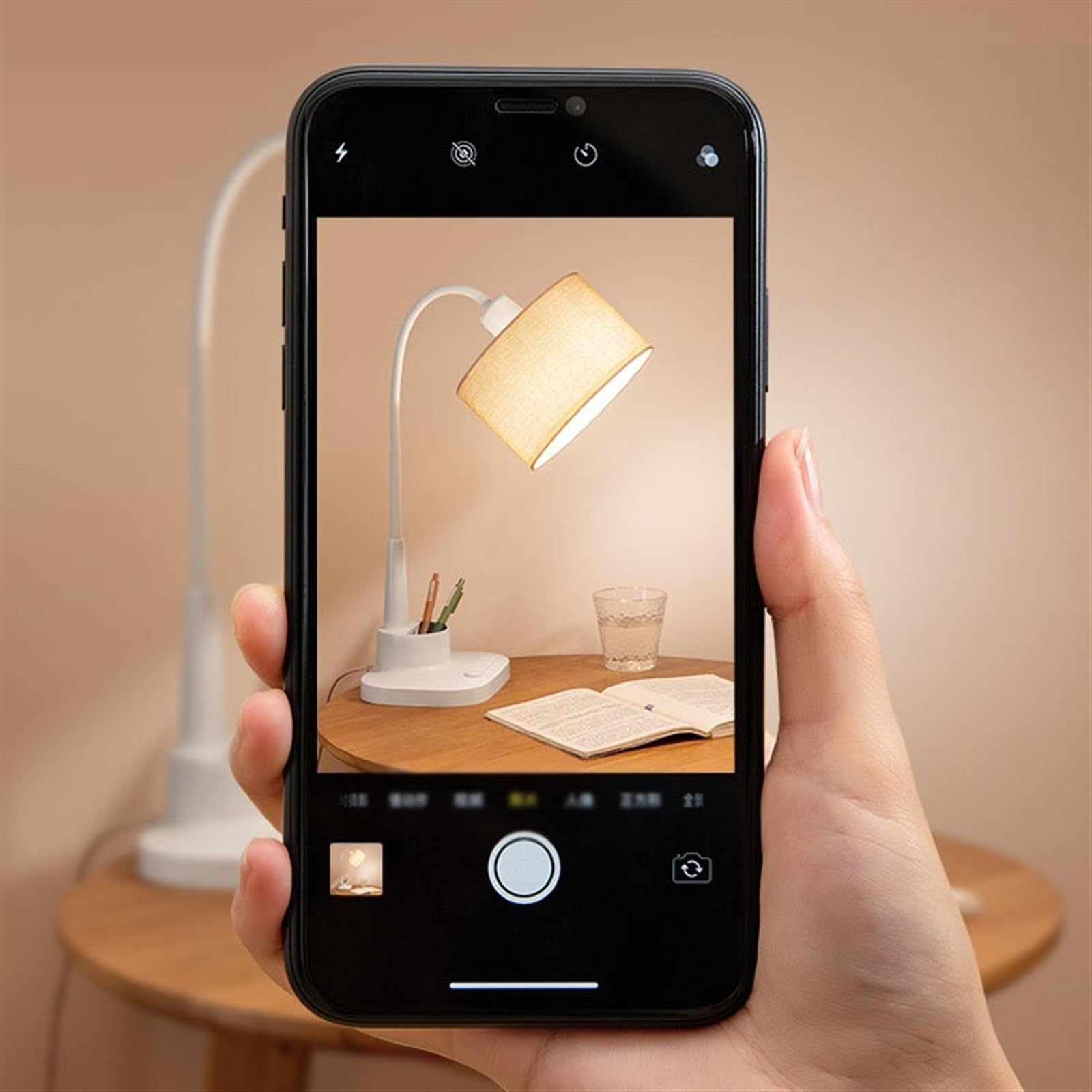 Lampa biurkowa Lampa biurkowa LED z abażurem tkaniny, regulowana w zakresie 360° lampa Lampka do czytania uchwytem na długopis i telefon, domowego biura, przewód zasilający 59"