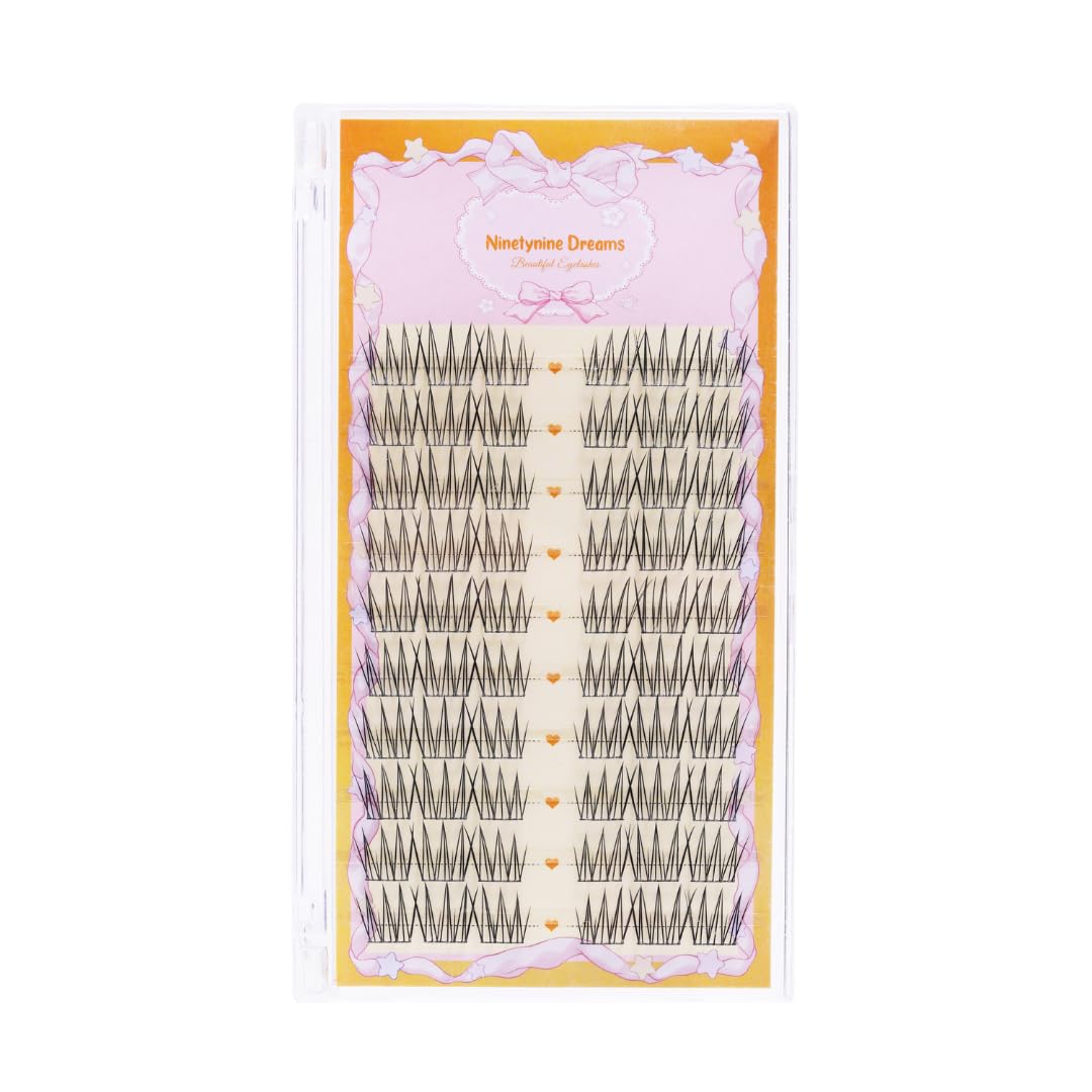 Ninetynine Dreams 60PCs idol Lashes K-pop Star DIY Spiky Natural Lash Clusters 9-13mm C+ Curl Beginner Friendly Lightweight & Reusable Individual Waterproof Eyelashes Thin Comfortable Band
