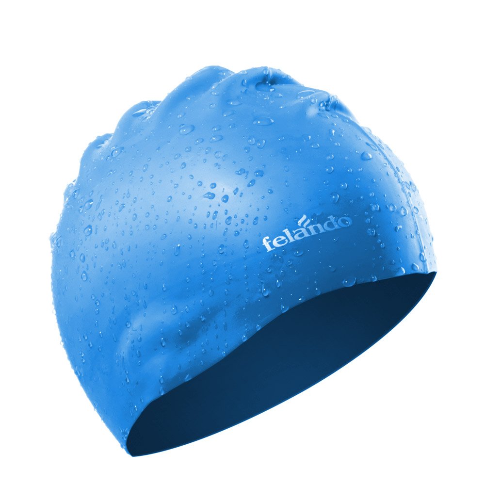 Felando Silicone Swim Cap Waterproof Bathing Cap Durable and High Elastic for Men & Women Competition Swim Cap Best to Keep Hair Dry